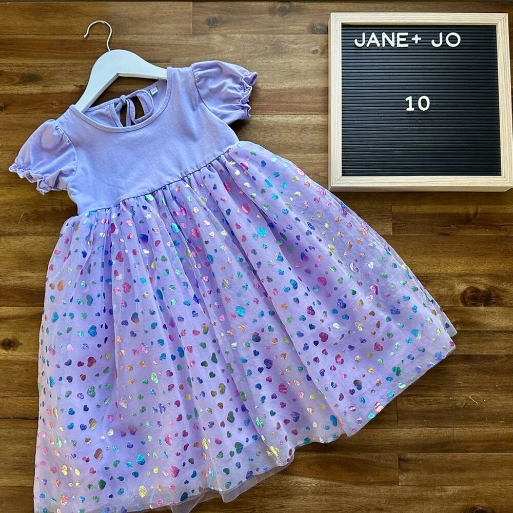 Jane + Jo Purple Short Sleeve Emma Dress - Retro Luxe Tulle Sweetheart Heart 10